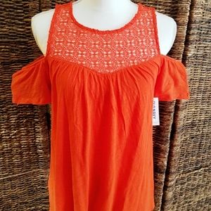NWT-Old Navy cold shoulder tank, lace detail - S